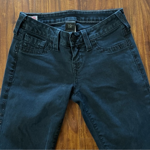 True Religion Black Sequins Cropped Skinny Jeans size 26 - Picture 2 of 13